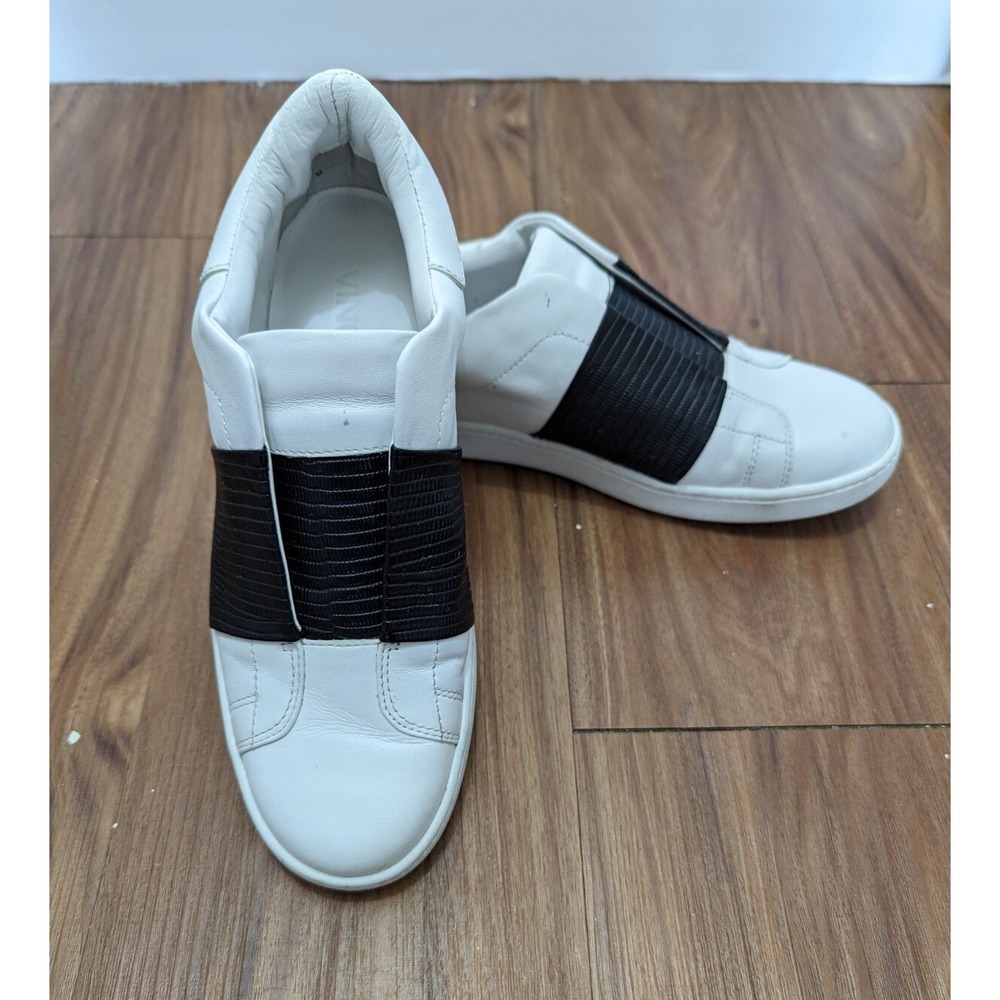 Vince Women's Size 5M Vista Lace Less Lizard Embossed Leather Slip-on Sneakers